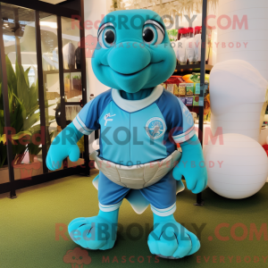 Cyan havskildpadde maskot...