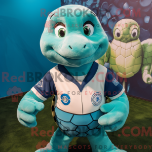 Cyan havskildpadde maskot...