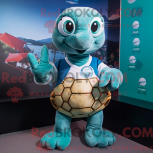 Cyan havskildpadde maskot...