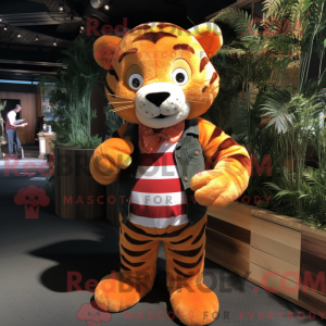 Orange Tiger maskot kostume...
