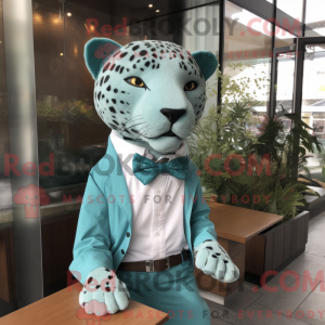 Cyan Jaguar maskot kostume...