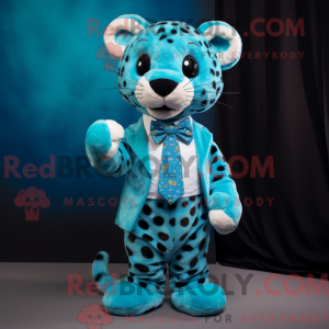 Cyan Jaguar maskot kostume...