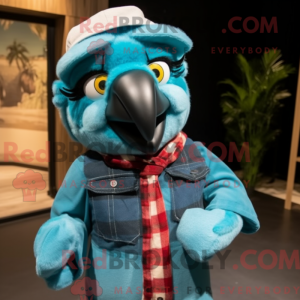 Teal Macaw mascot costume...