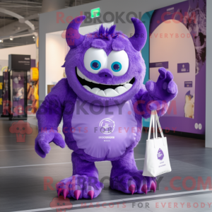 Purple Demon mascot costume...