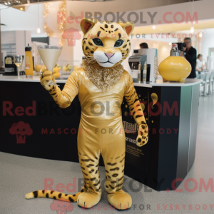 Gold Jaguar mascot costume...