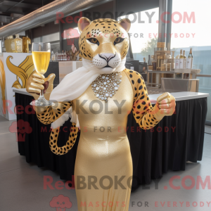 Gold Jaguar mascot costume...