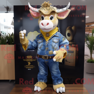 Gold Zebu mascot costume...