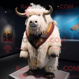 Hvid Yak maskot kostume...