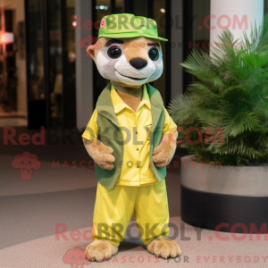 Lime Green Meerkat mascot...