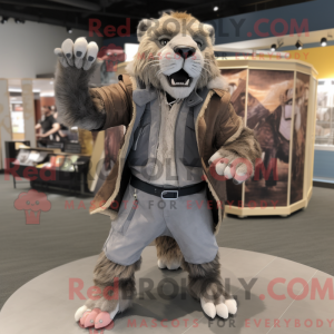 Grå Smilodon maskot kostume...