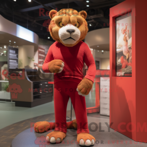 Rød Smilodon maskot kostume...