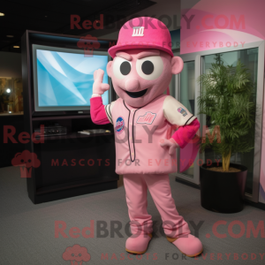 Rosa TV-maskotdraktfigur...