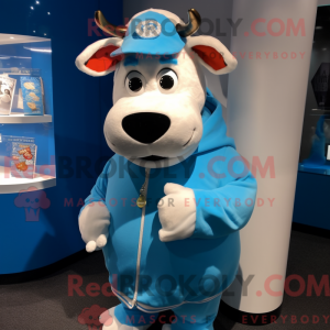 Sky Blue Jersey Cow mascot...