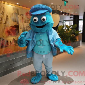 Cyan eremittkrabbe maskot...