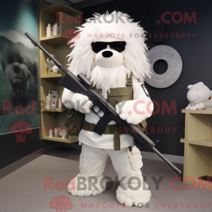 White Sniper mascot costume...