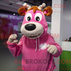 Pink Guernsey Cow mascot...