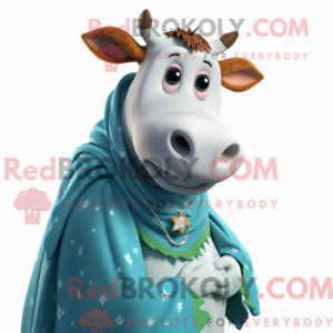 Cyan Guernsey Cow maskot...