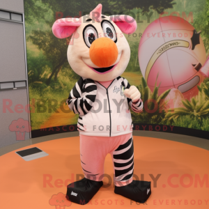 Peach Zebra-mascottekostuum...