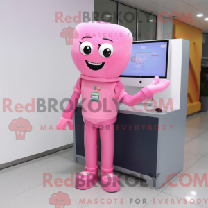 Pink Computer mascot...