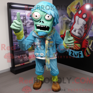 Turquoise Zombie mascot...
