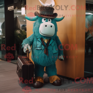 Teal Yak mascottekostuum...