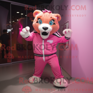 Pink sabeltand tiger maskot...