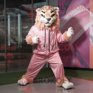 Pink sabeltand tiger maskot...