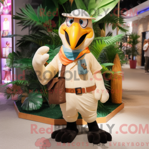 Beige Tucan maskot kostume...