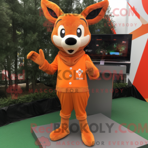 Orange Deer maskot kostume...