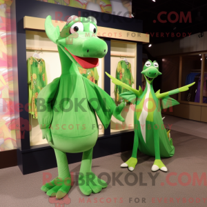 Grøn Pterodactyl maskot...