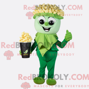 Grøn Pop Corn maskot...