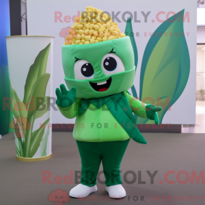 Green Pop Corn mascot...