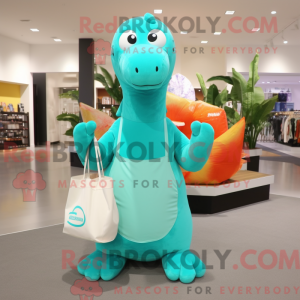 Turquoise Diplodocus mascot...