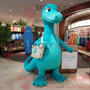 Turquoise Diplodocus mascot...