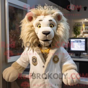 Beige Tamer Lion mascot...