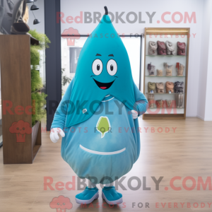 Cyaan Pear mascottekostuum...