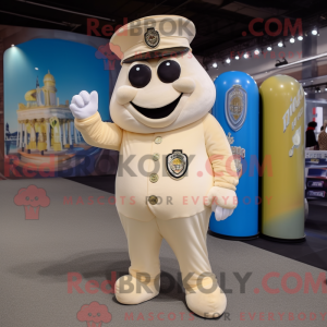 Cream Police Officer mascot...