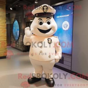 Cream Police Officer mascot...