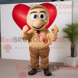 Tan Heart maskot kostume...