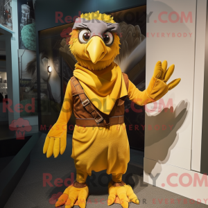 Gold Hawk mascot costume...