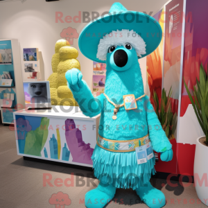 Turquoise Llama mascot...