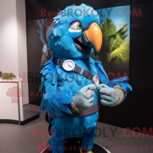Blue Macaw mascot costume...