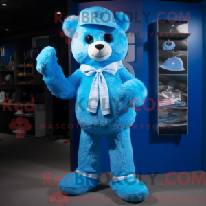 Sky Blue Teddy Bear mascot...