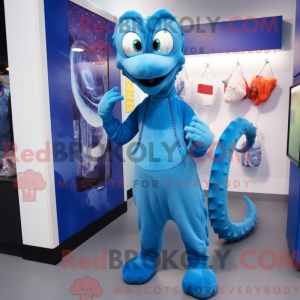 Blå Hydra maskot kostume...