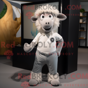 Silver Suffolk Sheep mascot...