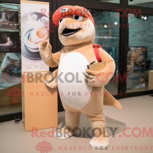 Beige Salmon mascot costume...