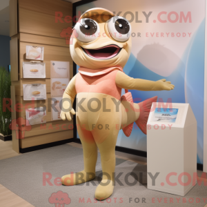 Beige laks maskot kostume...