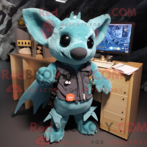 Cyan Bat-maskotdraktfigur...