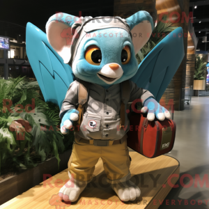 Cyan Bat-maskotdraktfigur...