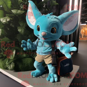 Cyan Bat-maskotdraktfigur...
